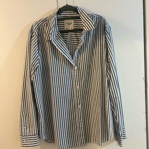 Abercrombie & Fitch Blue and White Striped Relaxed Poplin Shirt NWOT